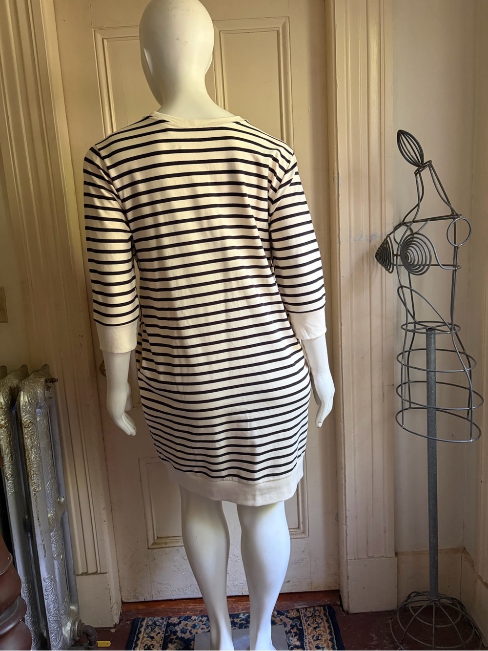 NWT Universal Standard Black and Cream Striped Misa Tie Sweatshirt Dress - Picture 4 of 7